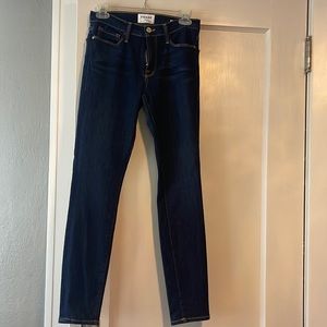 Frame denim skinny jeans and dark color. Size 28.